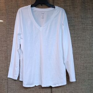 White Cotton Long Sleeve Tee
